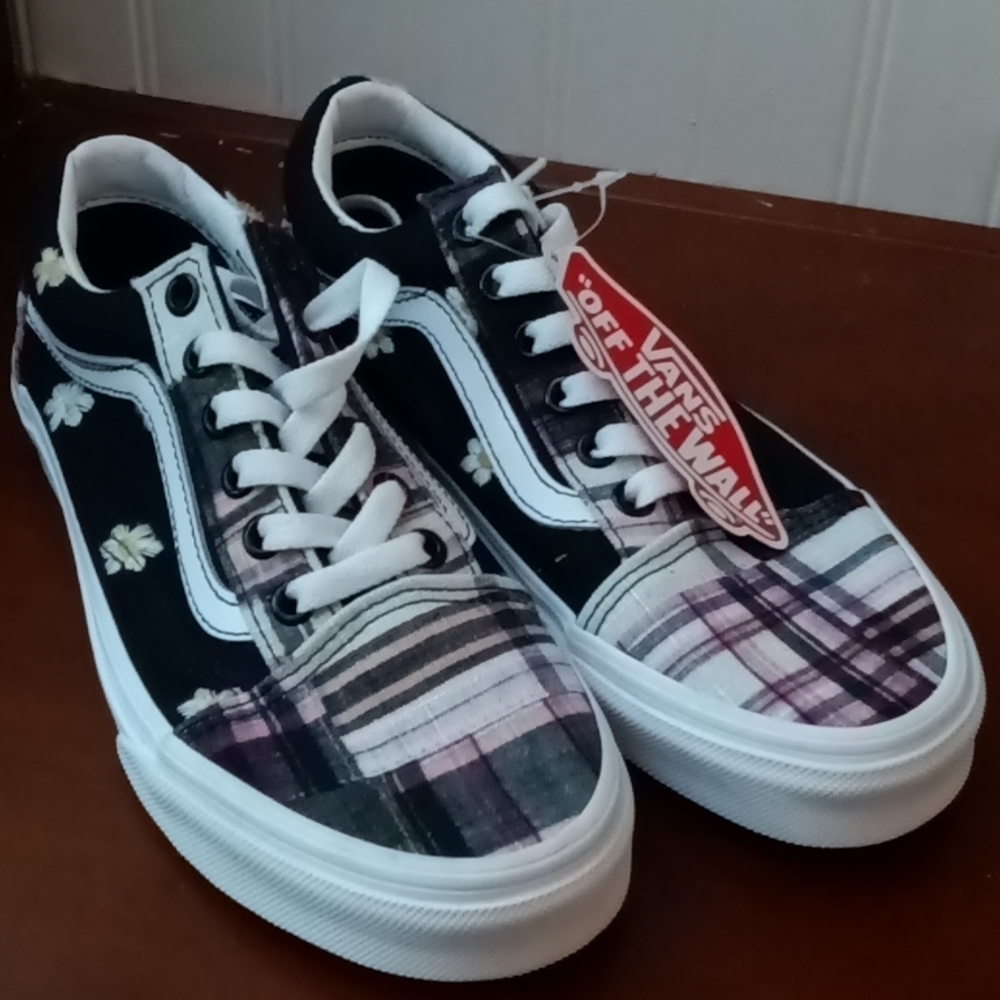 #64 Vans Old Skool Women's Shoe - Floral Plaid Patchwork